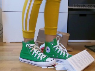 Green Converse Sneakers Crushing Carton Box