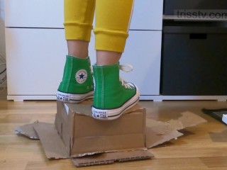 Green Converse Sneakers Crushing Carton Box