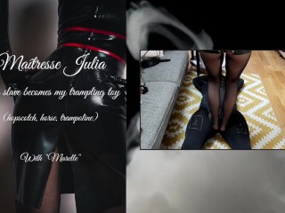 Maîtresse Julia - Teaser - Having fun with this foot and pantyhose fetish slave