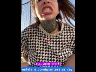 Your giantess Ashley: foot fetish in stockings and saliva fetish