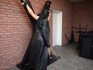 Hard Caning in Warsaw Prison by Leather Mistress Dinah