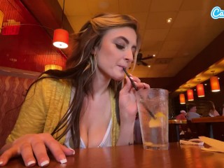 Cumming In Public With My Interactive Toy Gave Me A Huge Wet Orgasm At Lunch