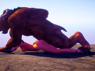 Furry Minotaur vs Horny girl | Furry monsters fuck | 3D Porn Wild Life