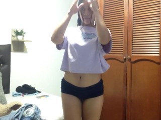 My stepsister likes to videotape herself when she changes her clothes.