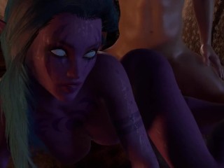 Purple Night Elf in Skyrim has Side Anal on bed | Skyrim Porn Parody