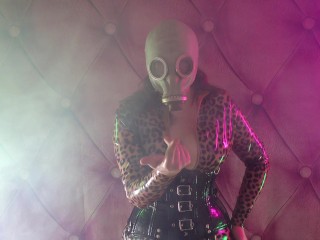 Latex Rubber Girls with GasMask in the Smoke - hot ASMR free porn (Arya Grander + Mistress Priest)