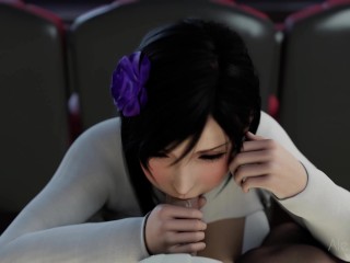 Tifa Throatfuck Throatpie in a public cinema