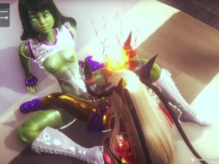 little succubus and she-hulk - Honey Select 2