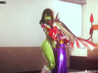 little succubus and she-hulk - Honey Select 2