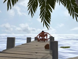 Sex on a dock in a Caribbean Beach | 3D Porn