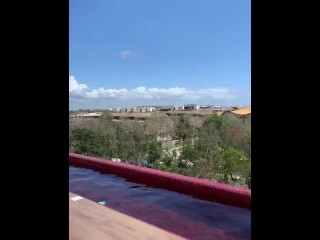 Public fucking in Tulum with creampie