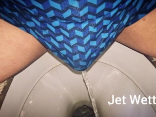 Secret views of a desperate pee through my boxers!