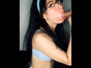 Sexy Green Eyed Girlfriend gives blowjob and she swallow my cum