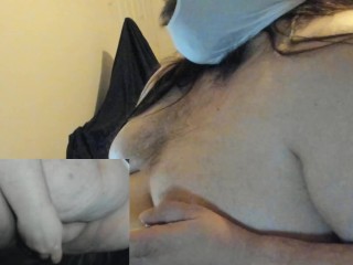 More Crossdressing Superchub playing with their fat hairy fupa and tits. 2 camera test.