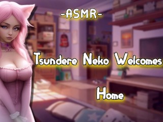 ASMR| [RolePlay] Tsundere Neko Welcomes You Home [Binaural/F4M]