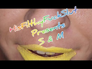 Yellow Lipstick 💄 💋and Black Permanente Marker on Cock Head 😈🔥🌶Teaze BJ