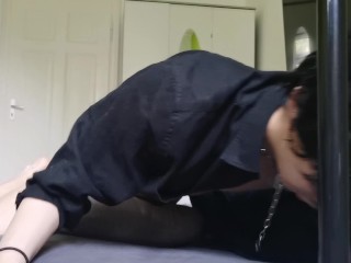 Emo teen boy humping pillow while Moaning until intense Orgasm