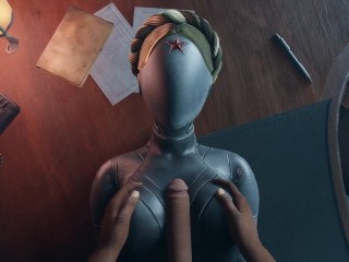 Atomic Heart No Hands Black guy tits fuck Robot Girl Big Boobs Cum on the face Titjob Animation