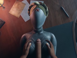 Atomic Heart No Hands Black guy tits fuck Robot Girl Big Boobs Cum on the face Titjob Animation