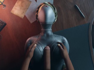 Atomic Heart No Hands Black guy tits fuck Robot Girl Big Boobs Cum on the face Titjob Animation