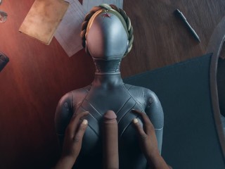 Atomic Heart No Hands Black guy tits fuck Robot Girl Big Boobs Cum on the face Titjob Animation