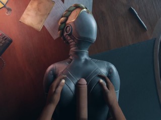 Atomic Heart No Hands Black guy tits fuck Robot Girl Big Boobs Cum on the face Titjob Animation