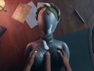 Atomic Heart No Hands Black guy tits fuck Robot Girl Big Boobs Cum on the face Titjob Animation