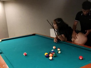 Playing some pool games with my stepsister ends in hardcore sex