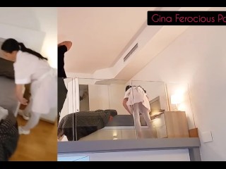 I offer money to the busty hot cleaning lady in exchange for fuck her. Watch her cum with huge cock