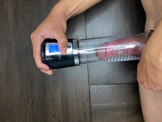 suction pump sucking the cock in and making it big and full of veins