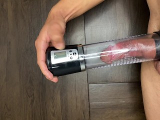suction pump sucking the cock in and making it big and full of veins
