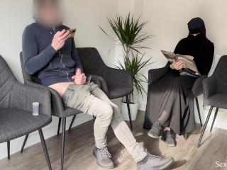 Public Dick Flash in a Hospital Waiting Room! Gorgeous muslim stranger girl caught me jerking off