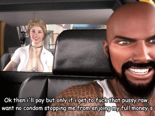 Taxi Driver Fuck slutty College student on the road side - 3D Animation