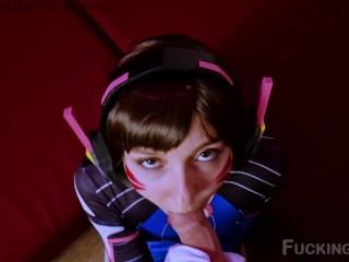 Cosplayer girl in the form of D.va from Overwatch loves to fuck in the ass