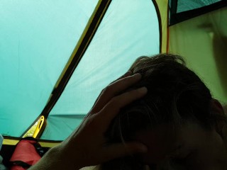 In a tent at a rock festival