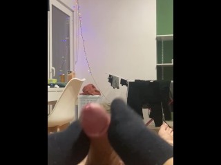 She likes cum on her SOCKS footjob