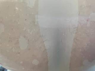 Plastic Bag Man Riding Dildo in Bathtub