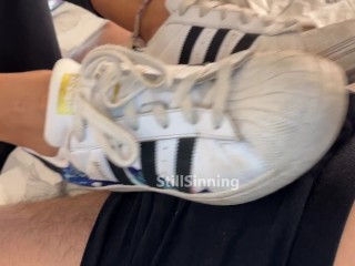 My Dirty Adidas Superstars get a Big CUM load 😈