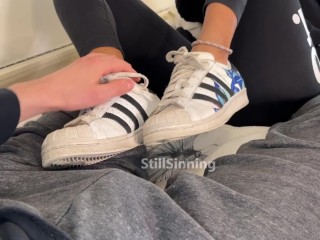 My Dirty Adidas Superstars get a Big CUM load 😈