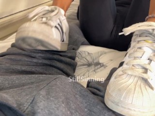 My Dirty Adidas Superstars get a Big CUM load 😈