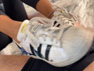 My Dirty Adidas Superstars get a Big CUM load 😈