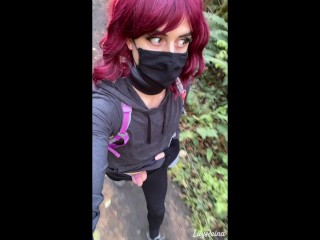 Naughty Femboy Flashes Cock and Asshole in Hike through the Woods | ASMR