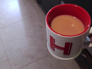 Freeuse 03: He brings hot tea and warm cum while I am playing piano