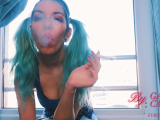 Smoking fetish 2 cigarette some time SFW with a shy tinny girls .CLOSE UP 4k