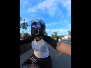 Public Flashing while riding her Harley Pawg on Her Hog