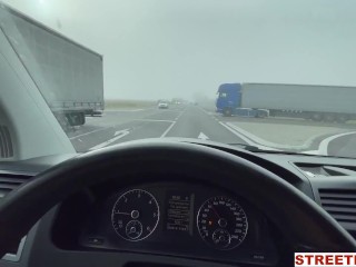 StreetFuck - Hot Blonde Canadian Sky Pierce Horny and Flagging Down Cars for Public Fuck