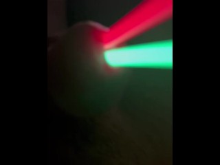 Glowsticks in 9” cock urethra sounding insertions