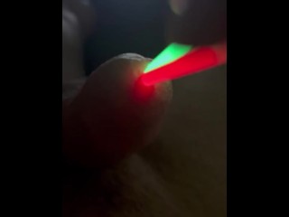 Glowsticks in 9” cock urethra sounding insertions