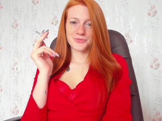 redhead smoking