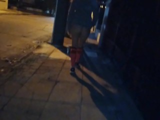 public sex in the city naked girl flashing wet pussy to voyeur passengers of the train and trucks